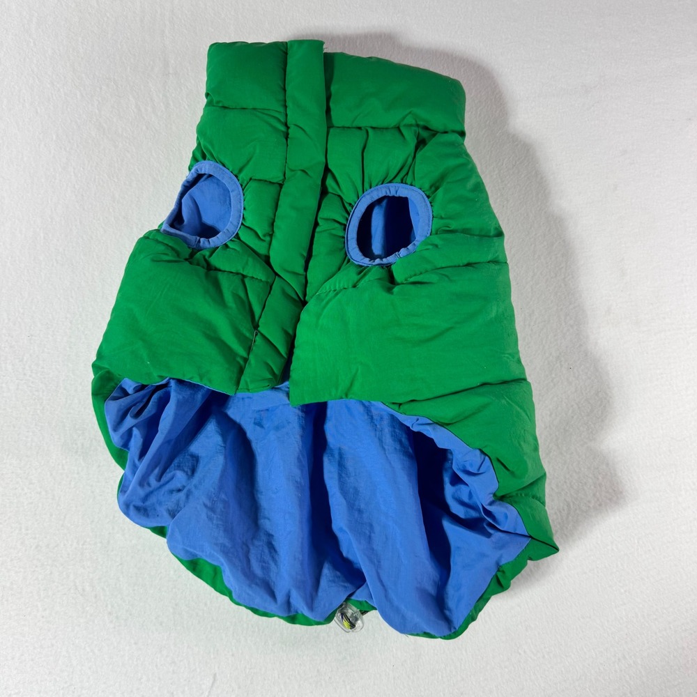 Oodles Dog Puffer Vest Size‎ M Green Blue Nylon Quilted Pet Jacket Winter Coat